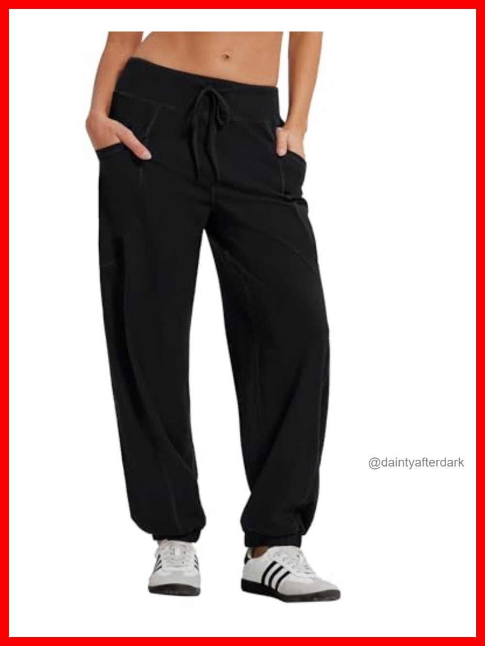 Women's Baggy Cotton Joggers Elastic Cuff Loose Fit Streetwear Sweatpants Summer